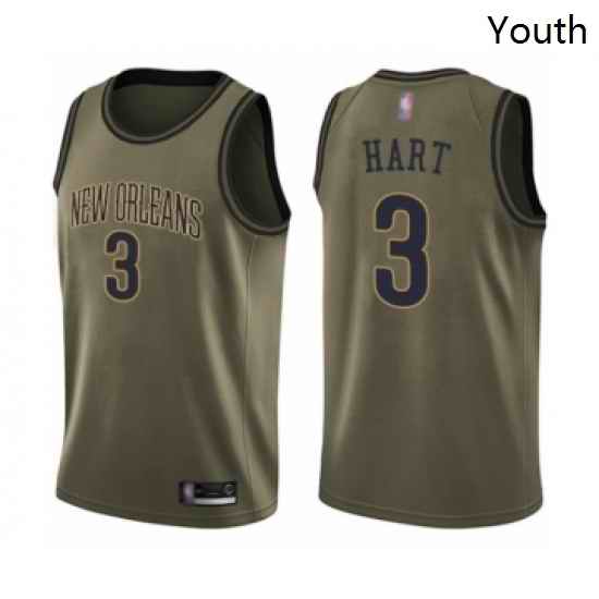 Youth New Orleans Pelicans 3 Josh Hart Swingman Green Salute to Service Basketball Jersey